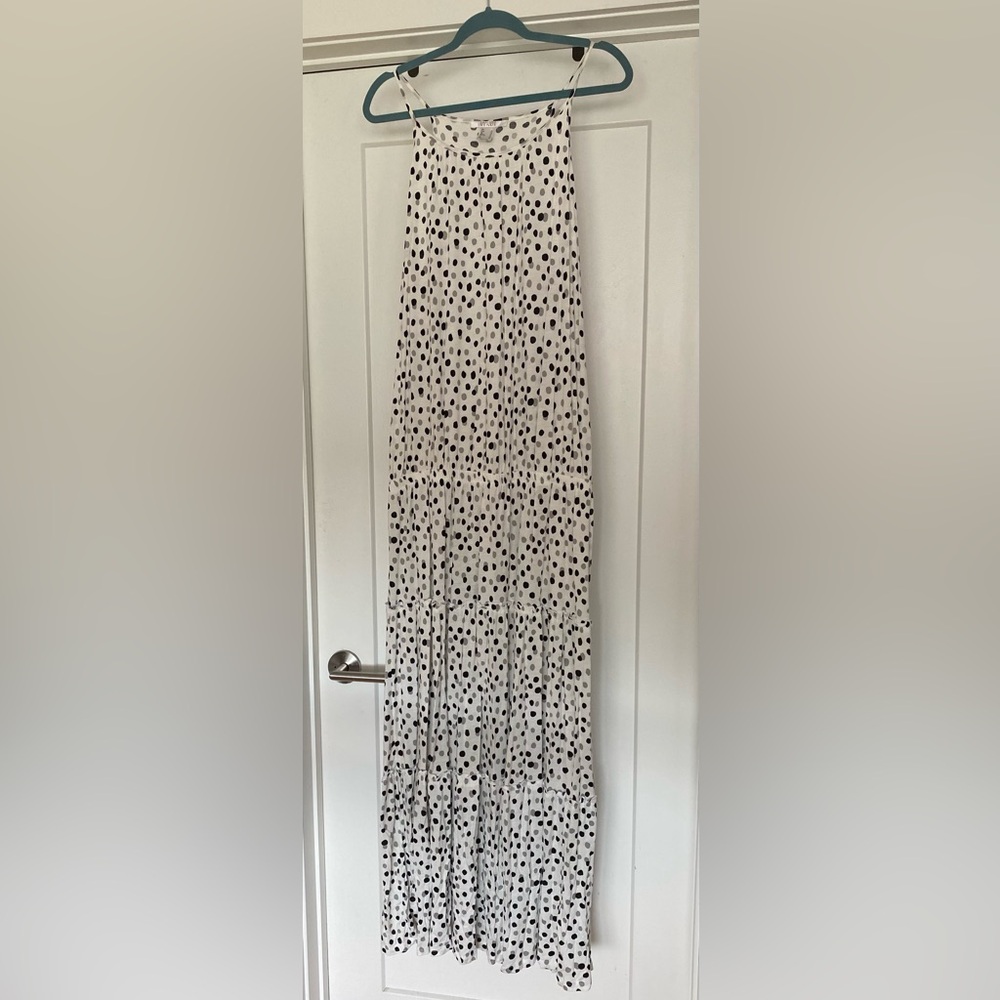 Black, White and Grey Polka Dot Maxi Dress